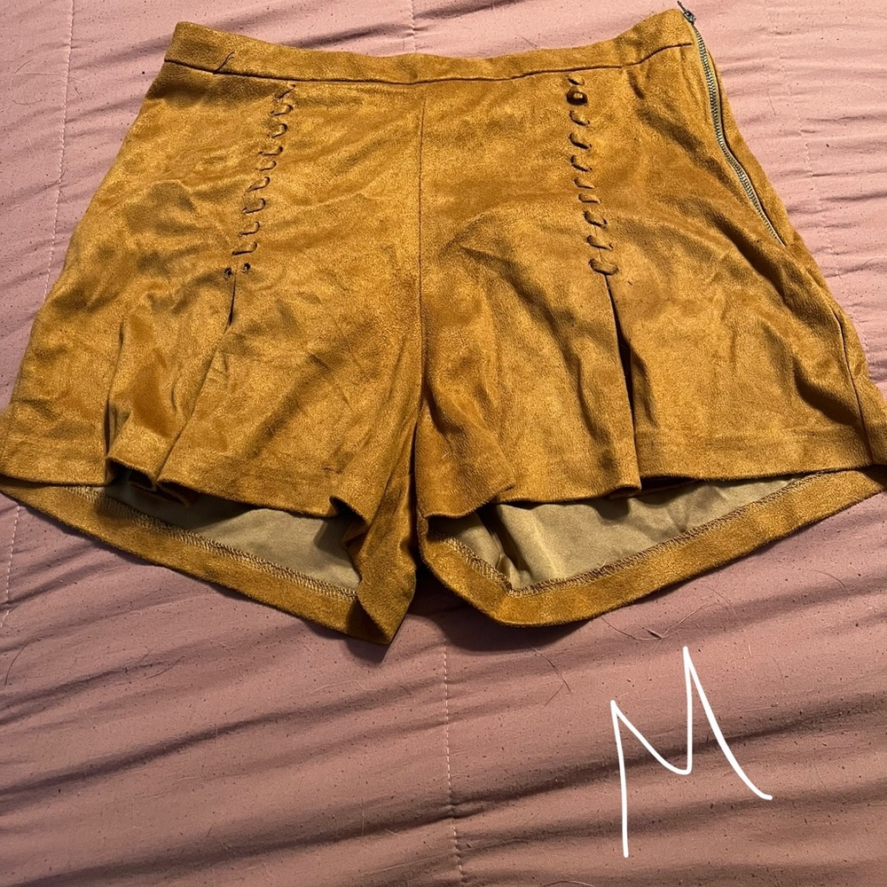 Brown velvet shorts
